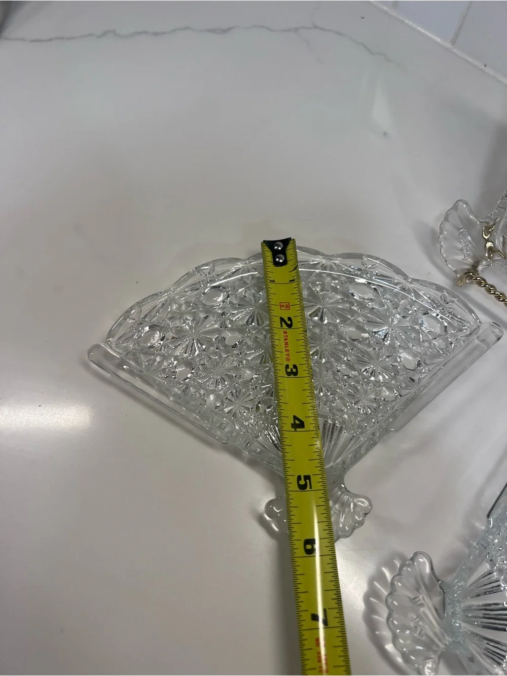 Vintage Avon Clear Glass Fan Plates 7 used For Snack Plate Trinkets Or Soap Dish